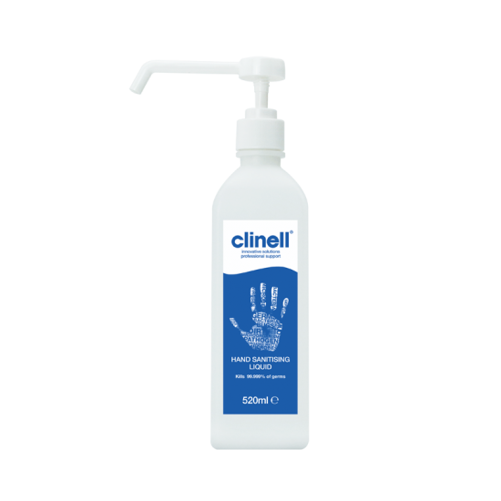 Clinell dezinfectant pentru maini pe baza de alcool (75%), cu spectru virucid, flacon 520 ml cu pompa de dozaj inclusa